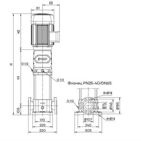 Насос вертикальный многоступенчатый CNP CDM20-3